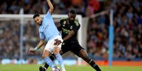 Riyad Mahrez (left) of Manchester City and Antonio Ruediger of Real Madrid in action during their Uefa Champions League semi-final, 2nd leg clash in Manchester, UK, on 17 May, 2023. (Photo: EPA-EFE/David Rawcliffe)