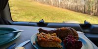 Thanksgiving leftovers enjoyed in our camper van. (Photo: Marita van der Vyver)
