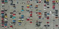 MASSAPEQUA, NEW YORK - OCTOBER 03: In an aerial view, hundreds of cars are on display at Tobay Beach during the Town of Oyster Bay Auto Show on October 03, 2021 in Massapequa, New York. (Photo by Bruce Bennett/Getty Images)