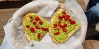 Avocado toast with roasted bell peppers at Ko Cafe. (Photo: Naomi Campbell)