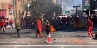 Students, trade unions and members of political organisations march on Jorissen Street in Braamfontein, Johannesburg protesting against financial exclusion at universities, on 11 March 2021. (Photo: Felix Dlangamandla/Daily Maverick)
