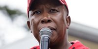 Economic Freedom Fighters (EFF) leader, Julius Malema addresses supporters outside Remgro Offices on April 06, 2022 in Stellenbosch, South Africa. Malema led supporters at the partyís land day picket to businessman Johann Rupertís Remgro Offices. (Photo: Gallo Images/ER Lombard)