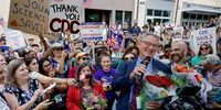 Recently resigned CDC leaders Daniel Jernigan (C), Debra Houry (L) and Demetre Daskalakis (R) are greeted by current and former CDC workers and supporters outside the entrance to the US Centers For Disease Control and Prevention in Atlanta, Georgia, USA, 28 August 2025. The Trump Administration has reportedly fired CDC Director Susan Monarez after less than a month on the job. At least four other top CDC officials have resigned in the wake of the controversy, surrounding vaccines, immunizations and other issues.  EPA/ERIK S. LESSER