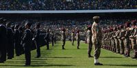 SANDF members marched on the pitch at Loftus Stadium in Tshwane during the inaugeration of President Cyril Ramaphosa in May 2019.