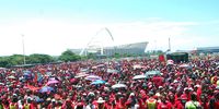 Economic Freedom Fighters supporters came in numbers at the parties Siyabonga rally held at the Moses Mabhida Peoples park in Durban, 08 January 2022. Photo by Phumlani Thabethe