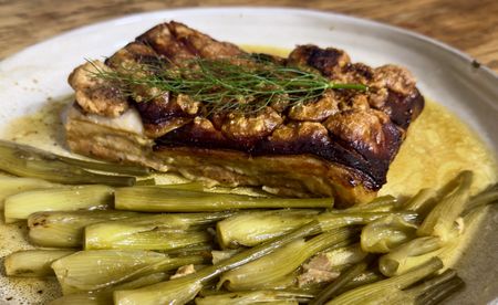 AirFryday: Pork belly and crackling with fennel, apple and mustard