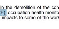 Extract from Geomeasure report noting health impacts on workers even when wearing PPE. 
