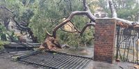 An oak tree outside St George‘s Cathedral, Cape Town was uprooted by the fierce winds last night. Part of the fence was smashed under the weight of the falling tree. The cathedral interior was also flooded in parts. (Photo: Facebook / Michael Weeder)