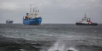 A Russian seismic vessel equipped with airguns, the Akademik Alexander Karpinsky is accused by South African activists of prospecting Antarctica’s Southern Ocean for oil and gas, despite an international mining ban. 28.01.2023. The vessel docked at the Port of Cape Town en route to Antarctica. Photo: Shelley Christians