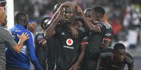  Tapelo Xoki of Orlando Pirates celebrates with teammates after scoring a penalty goal in the DStv Premiership match against SuperSport United at Orlando Stadium on 18 March 2023. (Photo: Sydney Seshibedi / Gallo Images)