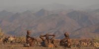 Namibian stonemen by an unknown artist gather near the Huariseb in Namibia.