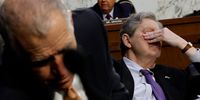 WASHINGTON, DC - MARCH 23: Sen. John Kennedy (R-LA) rubs his eyes as Sen. Lindsey Graham (R-SC) questions U.S. Supreme Court nominee Judge Ketanji Brown Jackson during her confirmation hearing before the Senate Judiciary Committee in the Hart Senate Office Building on Capitol Hill, March 23, 2022 in Washington, DC. Judge Ketanji Brown Jackson, President Joe Biden's pick to replace retiring Justice Stephen Breyer on the U.S. Supreme Court, would become the first Black woman to serve on the Supreme Court if confirmed.  (Photo by Chip Somodevilla/Getty Images)