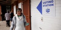 An elderly works out the voting station after she cast her vote for the by-elections in Fine Town, South of Johanessburg. (Photo: Kabelo Mokoena)