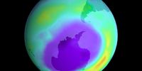 Scientists at NASA said they have located the largest ozone hole ever recorded. In a report released October 3, 2000, the Goddard Space Flight Center in Greenbelt, MD said satellites have observed an 11.5 million square-mile hole, a severe thinning of Earth's protective ozone layer, last month over Antarctica. The area is approximately three times the size of the United States. Image: Newsmakers
