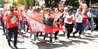 Nehawu members protest outside Charlotte Maxeke Hospital on March 8 2023 in Johannesburg. The health workers' union are demanding a 10% salary hike and the strike is taking place at several hospitals around Johannesburg. (Photo: Gallo Images/Fani Mahuntsi)