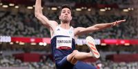TOKYO, JAPAN - JULY 31:  Miltiadis Tentoglou of Team Greece competes in the Men's Long Jump Qualification on day eight of the Tokyo 2020 Olympic Games at Olympic Stadium on July 31, 2021 in Tokyo, Japan. (Photo by Patrick Smith/Getty Images)