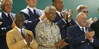 GEORGE, SOUTH AFRICA - NOVEMBER 20:  (L-R) President of South Africa Thabo Mbeki, Nelson Mandela and F. W. De Klerk attend the opening ceremony of the President's Cup at The Links at Fancourt on November 20, 2003 in George, South Africa.  (Photo: Harry How/Getty Images)