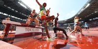 TOKYO, JAPAN - AUGUST 01:  Mekides Abebe of Team Ethiopia competes in round one of the Women's 3000m Steeplechase heats on day nine of the Tokyo 2020 Olympic Games at Olympic Stadium on August 01, 2021 in Tokyo, Japan. (Photo by Christian Petersen/Getty Images)
