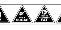 South Africa’s proposed new regulation on food labelling will mandate<br>black-and-white triangular warning labels on the front of the packaging of foods high in<br>sugar, unhealthy fats, and/or salt, along with an exclamation mark, in a “warning” strapline.<br>There is also a warning label for artificial sweeteners.<br>(Image: (Source: Government Gazette No. 47965, 31 January 2023)