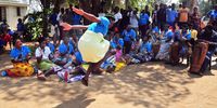 A young dancer leaps into the air during the tshigombela dance by women at African New Year celebrations in Morebene, Limpopo. (Photo: Lucas Ledwaba / Mukurukuru Media)