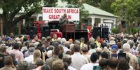 Afrikaans farmers picket outside the US Embassy in Pretoria on 15 February 2025. (Photo: EPA-EFE/KIM LUDBROOK)