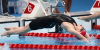 TOKYO, JAPAN - JULY 30: Cassie Wild of Team Great Britain competes in heat one of the Women's 4 x 100m Medley Relay on day seven of the Tokyo 2020 Olympic Games at Tokyo Aquatics Centre on July 30, 2021 in Tokyo, Japan. (Photo by Clive Rose/Getty Images)