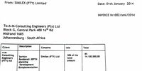 One of the invoices Gomes’ company, Similex, had sent to Mashaba’s AMCE.