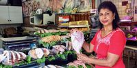 An unlikely fishmonger is Rita Chetty. Photo: Wanda Hennig