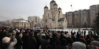 People arrive to the Church of the Icon of the Mother of God, ahead of the upcoming funeral of late Russian opposition leader Alexei Navalny, in Moscow, Russia, 01 March 2024. Outspoken Kremlin critic Navalny died aged 47 in an arctic penal colony on 16 February 2024 after being transferred there in 2023. The colony is considered to be one of the worlds harshest prisons.  EPA-EFE/SERGEI ILNITSKY