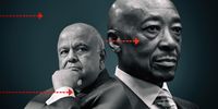 Pravin Gordhan. (Photo: Andrew Harrer/Bloomberg via Getty Images) / Former SARS commissioner Tom Moyane. (Photo: Gallo Images / Phill Magakoe)