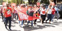 Nehawu members protest outside Charlotte Maxeke Hospital on 8 March 2023 in Johannesburg, South Africa. (Photo: Gallo Images / Fani Mahuntsi)