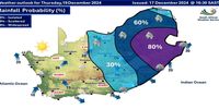 The weather outlook for Thursday, 19 December. (Graphic: South African Weather Service)