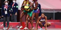 TOKYO, JAPAN - AUGUST 06:  Allyson Felix of Team USA looks on after competing in the Women's 400m on day fourteen of the Tokyo 2020 Olympic Games at Olympic Stadium on August 06, 2021 in Tokyo, Japan. (Photo by Patrick Smith/Getty Images)