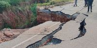 Johannesburg road destroyed by illegal mining-linked sinholes.
