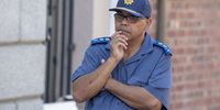 CAPE TOWN, SOUTH AFRICA – NOVEMBER 13: Major-General Andre Lincoln leads the Anti-Gang unit outside the Cape Town Regional Court  during the underworld security extortion trial on November 14, 2018 in Cape Town, South Africa. The unit was in court to arrest one of the accused, Colin Booysen in connection with a separate case of murder where a warrant of arrest was issued for breaking his bail condition when he failed to report to Belhar police station. (Photo by Gallo Images / Netwerk24 / Jaco Marais)