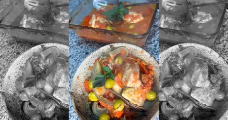Kill the Chill: Chicken, brinjal and red pepper casserole with green olives