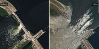 Satellite images show Ukraine’s Kakhovka Dam after destruction. (Images: Al Jazeera)