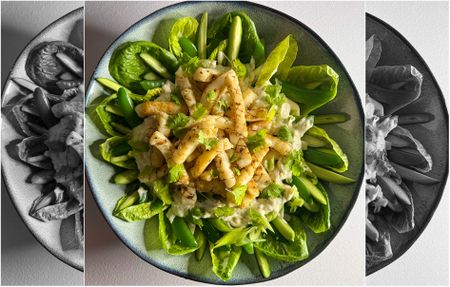 Calamari salad with a garlicky yoghurt dressing