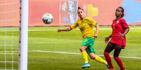 Gabriela Salgado of South Africa on the offensive during the 2022 Women's Africa Cup of Nations, Qualifier match between South Africa and Mozambique at FNB Stadium on 26 October, 2021 in Johannesburg, South Africa. (Photo: Sydney Seshibedi/Gallo Images)