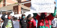 Protesters outside the magistrates’ court. (Photo: Supplied)