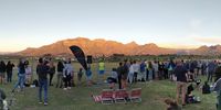 Aerial acrobatics at sunset. Airshow at Stellenbosch. Image: Diederik Hattingh 