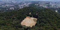 Soccer field inside an inactive volcano in Mexico City