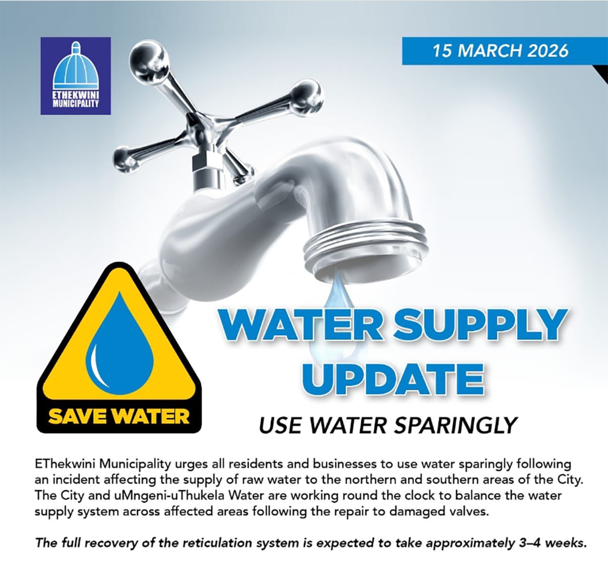SA water crisis: eThekwini loses 40% of supply to leaks and bursts