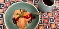 Tony Jackman’s red prickly pear ice cream served in a Mervyn Gers bowl. (Photo: Tony Jackman) <br>