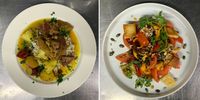 Some examples of her whimsical way with delicious food. Tripe, left, and heirloom delgjts. (Images: Supplied)<br>