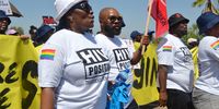 Treatment Action Campaign Chairperson Sibongile Tshabalala and TAC Secretary General Anele Yawa joined hundreds of other TB activists for a day of action. (Photo: Lerato Mutsila)