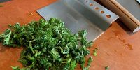 Dough scraper with broken handle. Oh and parsley. (Photo: Chris Pretorius)<br>