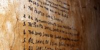 The earliest known transcript of the "Freedom Charter" written on the wall of the holding cell below Court Room C at the Palace of Justice on 16 February, 2011 in Pretoria, South Africa. (Photo: Gallo Images / Economic Development: City of Tshwane / Matthew Willman)