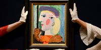 LONDON, ENGLAND - MARCH 24: Picasso's "Femme au Béret Mauve" on display at Bonhams on March 24, 2021 in London, England. The painting is being shown in cities around the world before being offered for sale at Bonhams Impressionist and Modern Art sale in New York on Thursday 13 May. It has an estimate of $10,000,000-15,000,000. (Photo by Nicky J Sims/Getty Images)