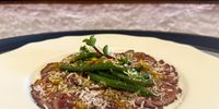 Dexter sirloin carpaccio with old-school green bean salad. (Photo: Tony Jackman)